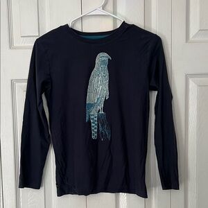 Navy Long Sleeve Shirt with Hawk Design
